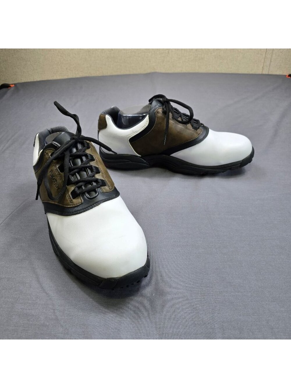 FootJoy Greenjoy Mens Golf Shoes 12W White Brown Black Leather Lace-Up
